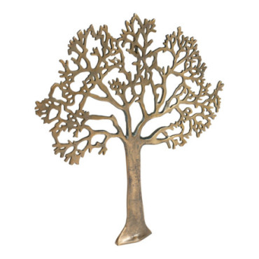 Grande Plaque Murale Arbre de Vie en Métal Doré 61cm