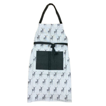 Tablier de cuisine gris avec motif imprimé cerf