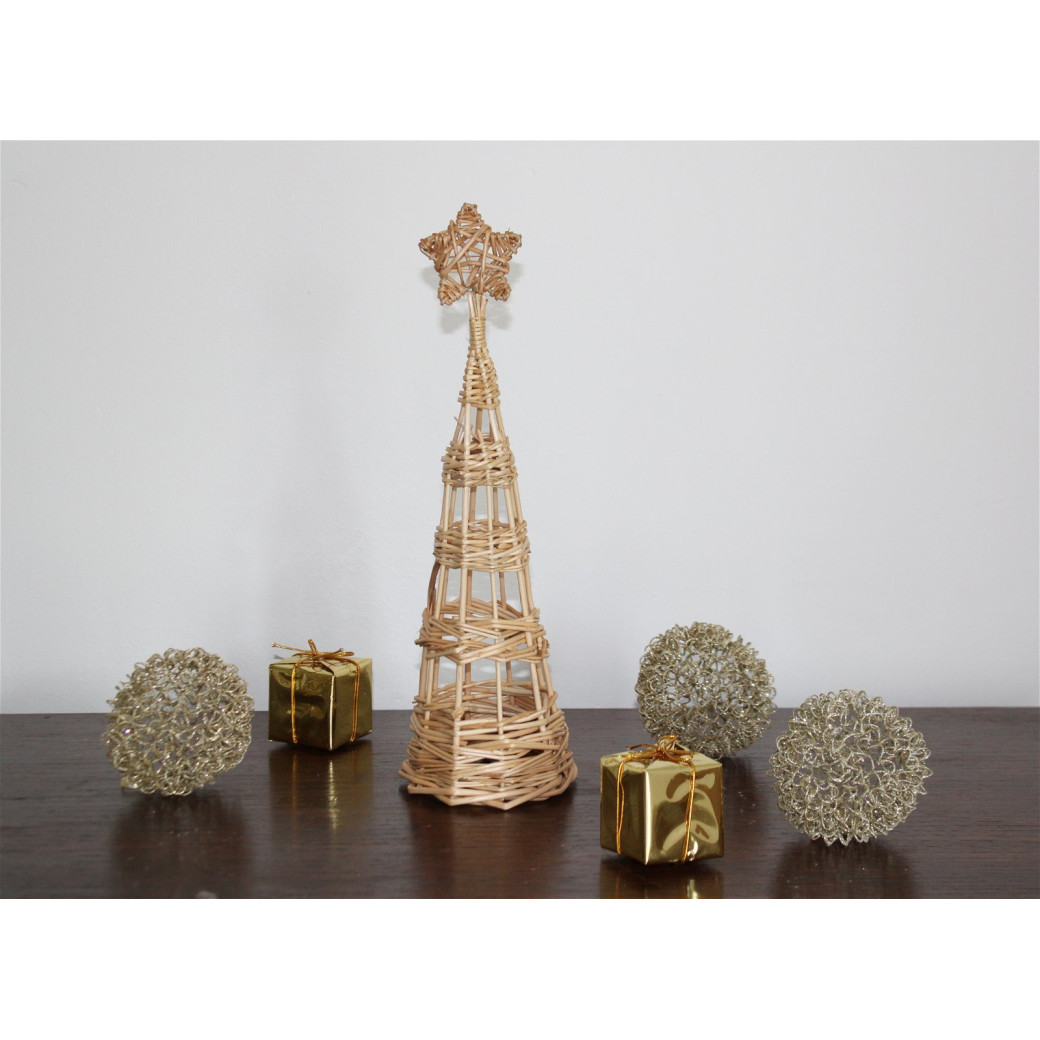 Petit sapin de Noël en rotin S-XMN2693 Plante-ta-deco.com