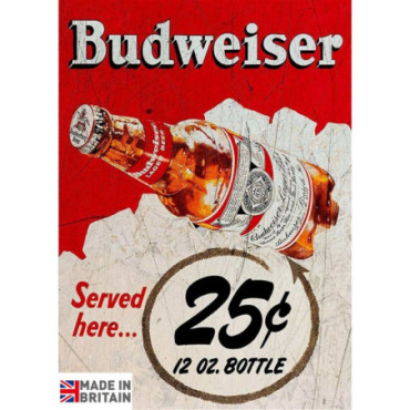 Plaque Métal 60 x 49.5cm Budweiser Beer