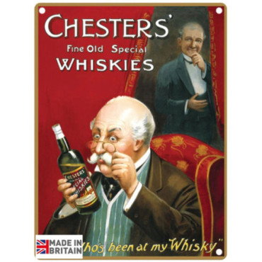 Plaque Métal 60 x 49.5cm Vintage Retro Chesters' Whiskey