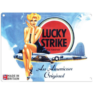 Plaque Métal 60 x 49.5cm Vintage Retro Lucky Strike Cigarettes