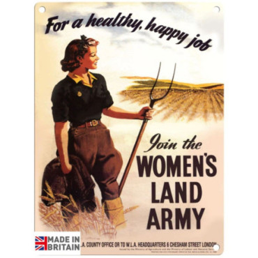 Plaque Métal 60 x 49.5cm Vintage Retro Women's Land Army