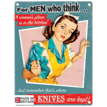 Plaque Métal 45 x 37.5cm Funny Just remember where the knives are kept