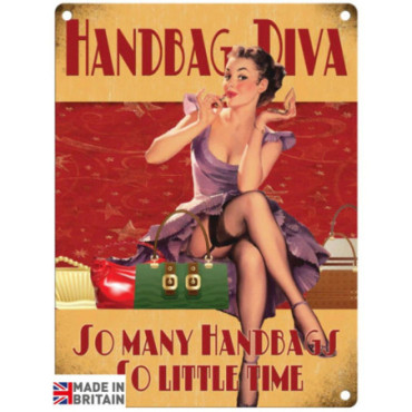 Plaque Métal 45 x 37.5cm Funny Hand Bag Diva