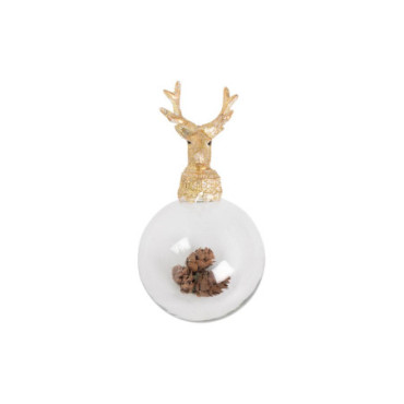 Boule de Noël tête de cerf et pommes de pin