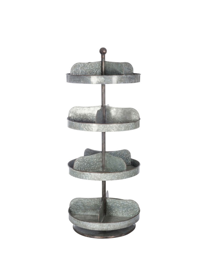 Etagere Ronde 4 Niveaux Sur Pied Metal Zinc j-line by Jolipa