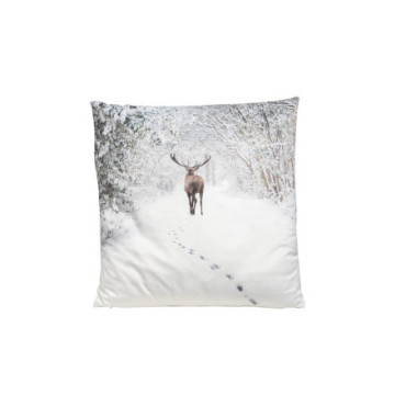 Coussin cerf paysage enneigé