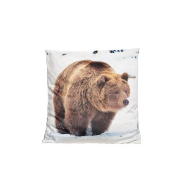 Coussin ours dans paysage enneigé