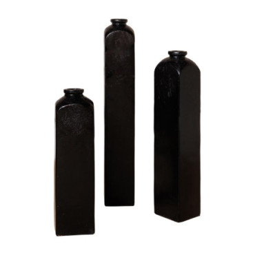 Grands vases noirs extérieurs Canoa x3