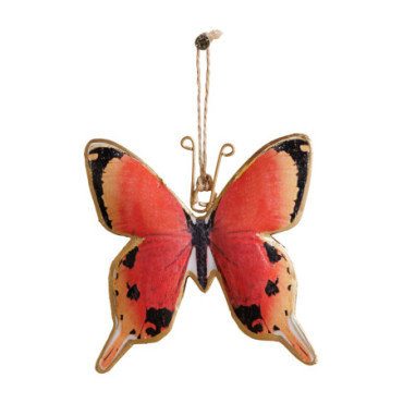 Suspension papillon fer rouge & noir