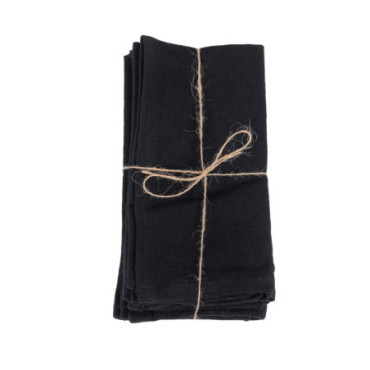 Serviette en Lin - Noir - Set de 4