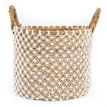 Panier Cross Stitched Macramé - Naturel Blanc - L