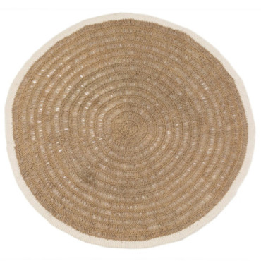 Tapis Rond Seagrass & Coton - Blanc Naturel - 150