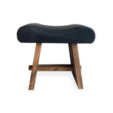 Tabouret Suar avec Cuir - Naturel Noir