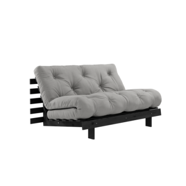 Canapé-lit Roots Noir Laqué 140 X 200 Matelas Gris