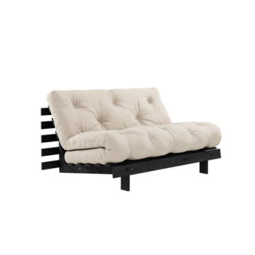 Canapé-lit Roots Noir Laqué 140 X 200 Matelas Beige