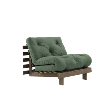 Canapé-lit Roots Carob Brun 90 X 200 Matelas Vert Olive 90 X 200