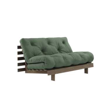 Canapé-lit Roots Carob Brun 140 X 200 Matelas Vert Olive