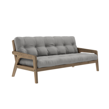 Canapé-lit Grab Laqué Brun Carob Matelas Gris