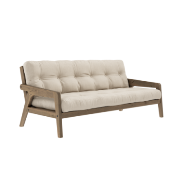 Canapé-lit Grab Laqué Brun Carob Matelas Beige