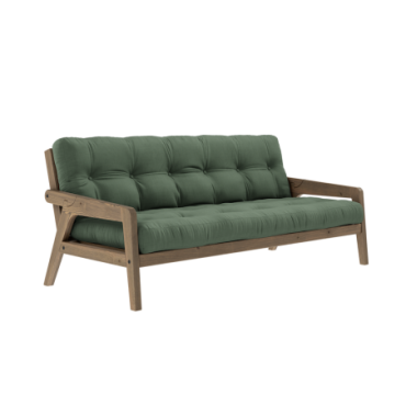 Canapé-lit Grab Laqué Brun Carob Matelas Vert Olive