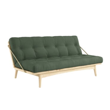 Canapé-lit Folk Clear Laqué Matelas Mixte 5 Couches Vert Olive