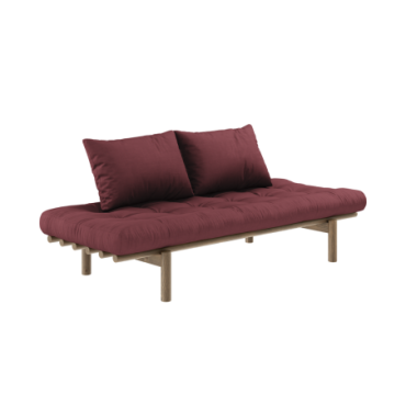 Daybed Pace Laqué Brun Carob Matelas Mixte 4 Couches Bordeaux