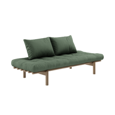 Daybed Pace Laqué Brun Carob Matelas Mixte 4 Couches Vert Olive