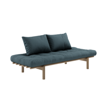 Daybed Pace Laqué Brun Carob Matelas Mixte 4 Couches Bleu Pétrole