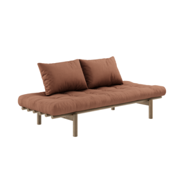 Daybed Pace Laqué Brun Carob Matelas Mixte 4 Couches Brun Argile