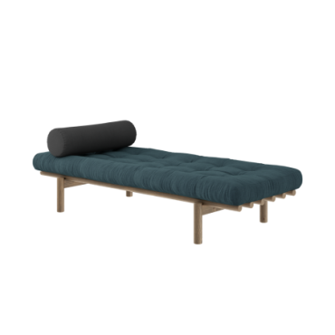 Daybed Next Laqué Brun Carob Matelas Mixte 4 Couches Bleu Pâle