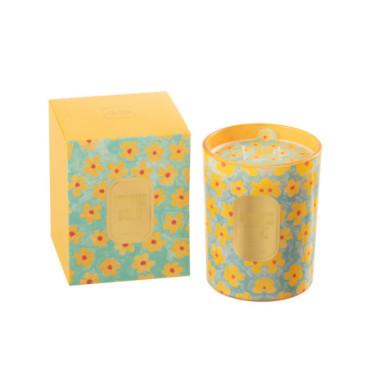 Bougie Senteur Fleurs Azur/Jaune L - 70 Heures