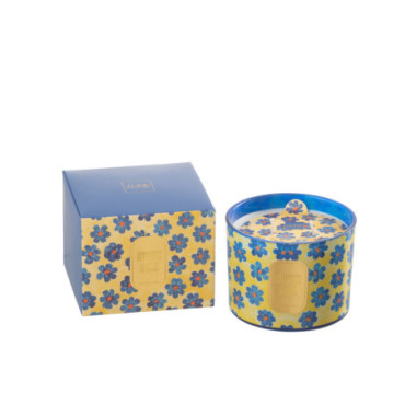 Bougie Senteur Fleurs Bleu/Jaune S - 30 Heures