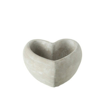 Cache-pot Forme Coeur Ciment Gris