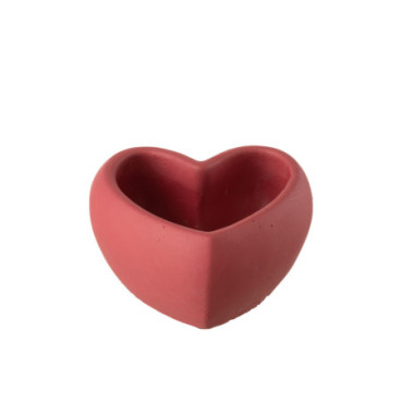 Cache-pot Forme Coeur Ciment Rouge