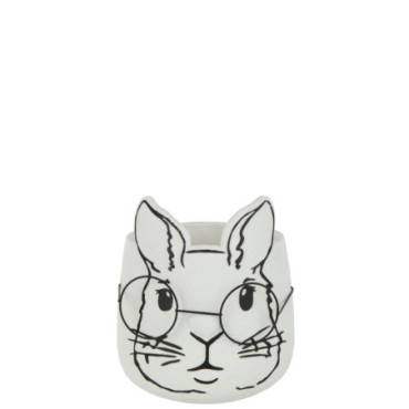 Cache-pot Lapin Ciment Blanc Extra L