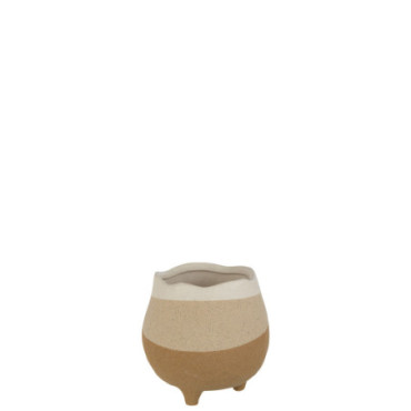 Cache-pot Sur Pied Ceramique Beige/Marron Clair M