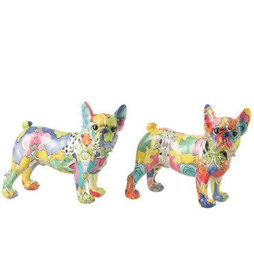 Bulldog Yeux Debout Pop-Art Polyresine