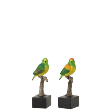 Moineau Sur Socle Polyresine x2