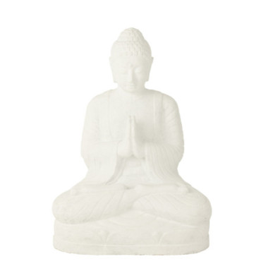 Statue Namaste Ciment/Resine Blanc