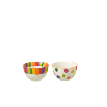 Coffret 4 Tasse+Sous-Tasse Polka Pois Ligne Porcelaine Mix S x2