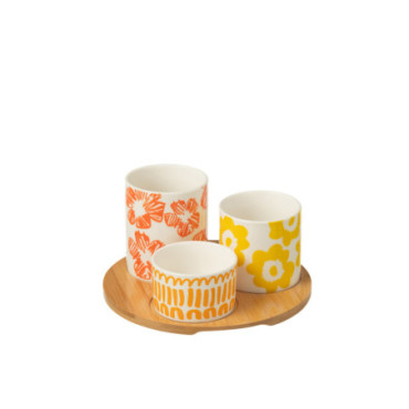 Plats Apero + Plateau Bambou Coffret Ceramique Mix x3