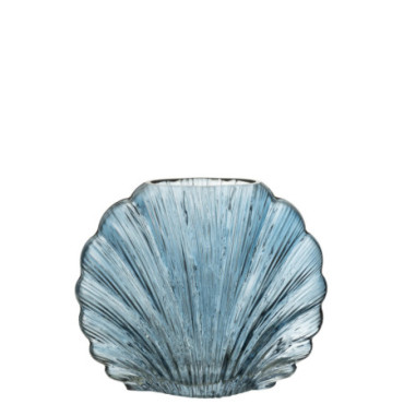 Vase Coquillage Verre Bleu Clair L