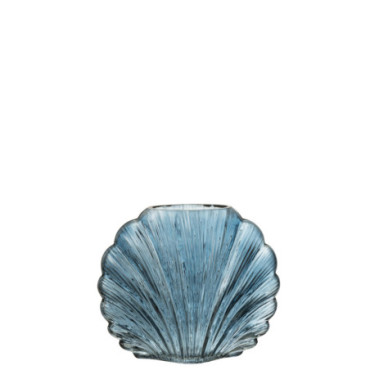 Vase Coquillage Verre Bleu Clair S