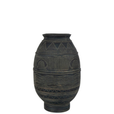 Vase Crcche Cercle Ciment Noir/Marron L