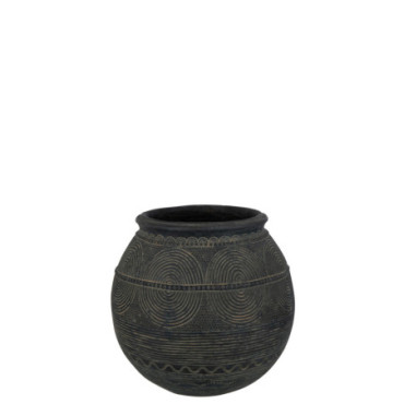 Vase Cruche Cercle Ciment Noir/Marron S