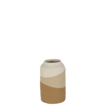 Vase Cylindre Ceramique Beige/Marron Clair S