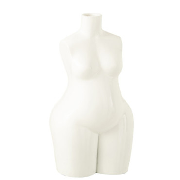 Vase Femme Corps Resine Brillant Blanc L