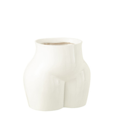 Vase Femme Haut Etain Brillant Blanc